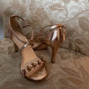 Rose gold strap heels